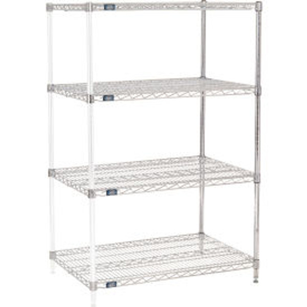 Nexel Chrome, 4 Tier, Wire Shelving Add-On Unit, 42"W x 24"D x 54"H