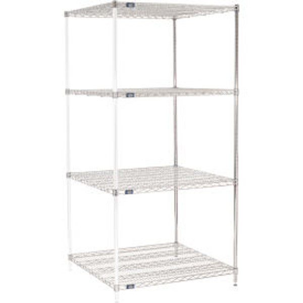 Nexel Chrome, 4 Tier, Wire Shelving Add-On Unit, 36"W x 36"D x 74"H