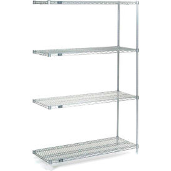 Nexel Stainless Steel, 5 Tier, Wire Shelving Add-On Unit, 36"W x 30"D x 86"H