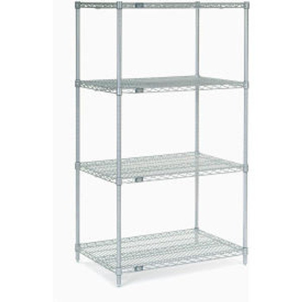 Nexel, Nexelate, Silver Epoxy, 4 Tier, Wire Shelving Starter Unit, 72"W x 24"D x 86"H