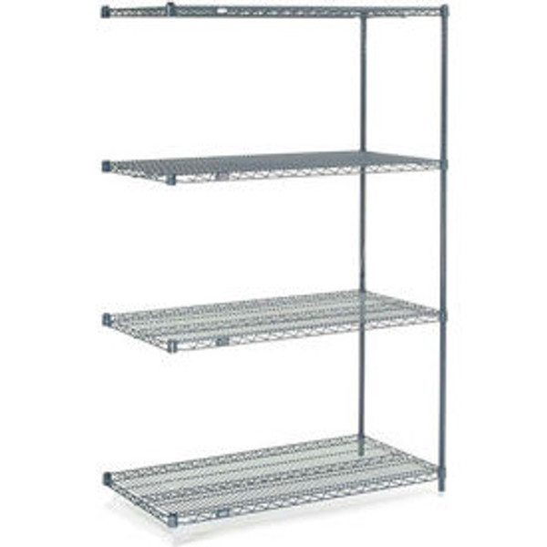 Nexel Nexelon, 4 Tier, Wire Shelving Add-On Unit, 48"W x 21"D x 74"H