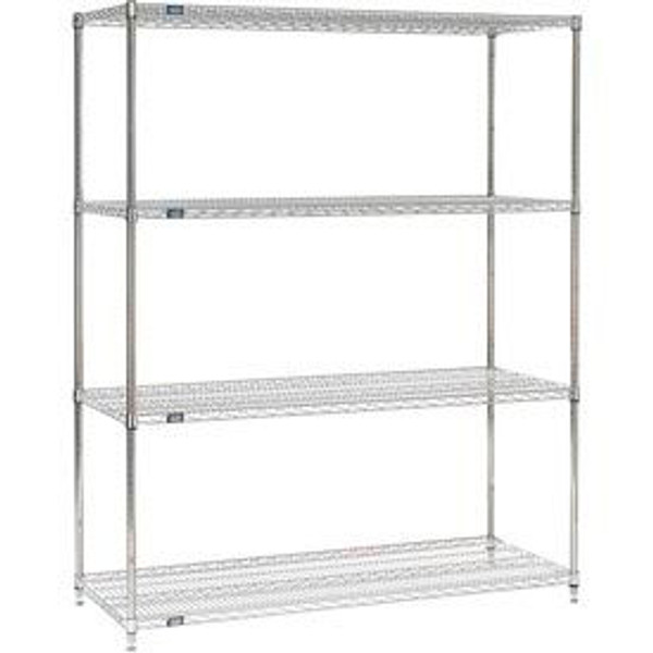 Nexel Stainless Steel, 4 Tier, Wire Shelving Starter Unit, 72"W x 18"D x 86"H