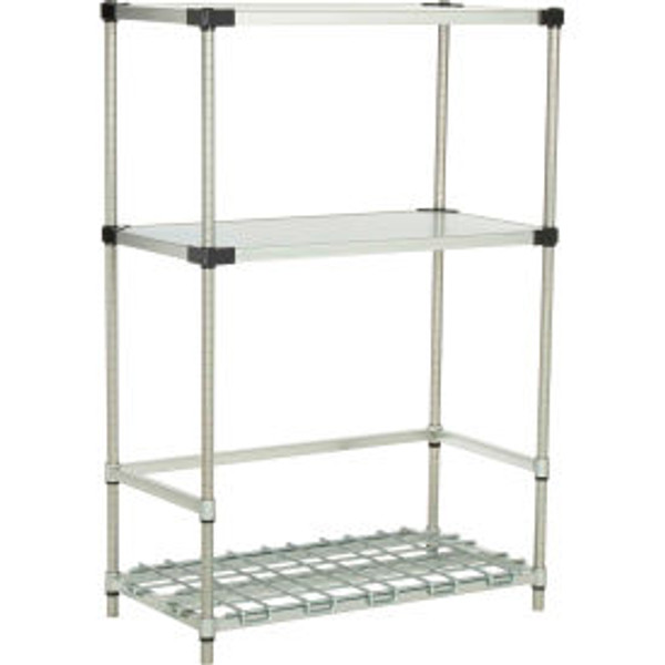 Nexel Poly-Z-Brite 3-Shelf Container/Keg Rack w/ 2-Solid Shelves, 36"W x 18"D x 54"H