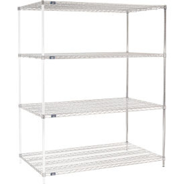 Nexel Chrome, 4 Tier, Wire Shelving Add-On Unit, 60"W x 36"D x 74"H