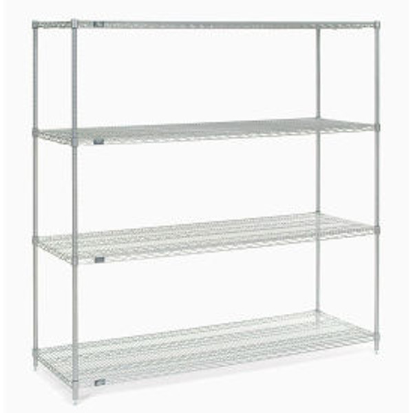 Nexel Poly-Z-Brite, 4 Tier, Wire Shelving Starter Unit, 72"W x 21"D x 54"H