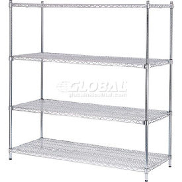 Nexel Poly-Z-Brite, 4 Tier, Quick Adjust, Wire Shelving Starter Unit, 60"W x 24"D x 74"H