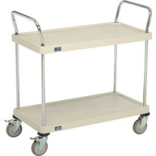 Nexel Plastic Utility Cart w/2 Shelves & Poly Brake Casters, 600 lb. Cap, 36"L x 18"W x 39"H
