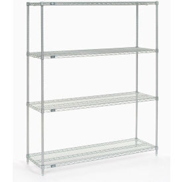 Nexel Poly-Z-Brite, 4 Tier, Wire Shelving Starter Unit, 60"W x 14"D x 86"H