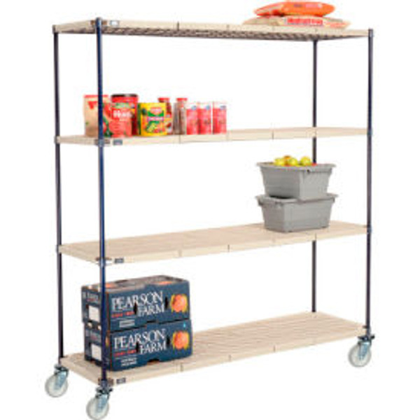 Nexelite Plastic Mat Shelf Truck w/Poly Swivel Casters, 72"L x 24"W x 80"H, White