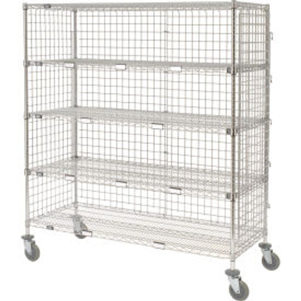 Nexel Enclosed Wire Exchange Truck w/5 Shelves, 1200 lb. Capacity, 36"L x 18"W x 69"H