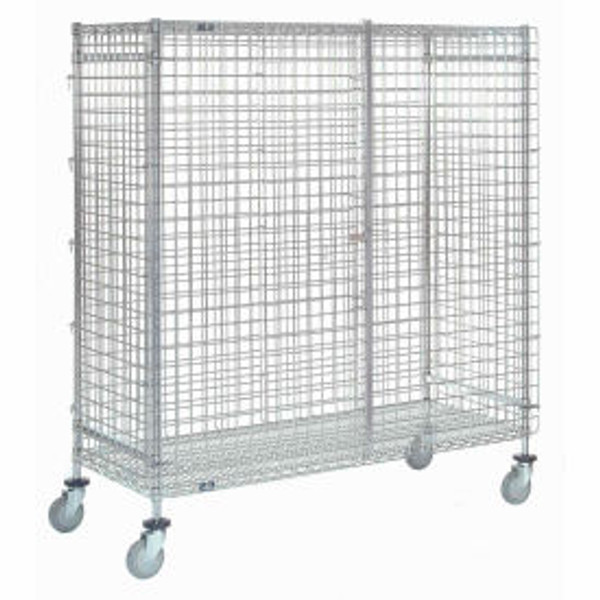 Nexel Poly-Z-Brite Wire Security Truck w/2 Shelves & 4 Swivel Casters, 36"L x 24"W x 69"H