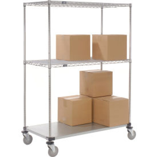 Nexel Open Sided Wire Stock Picker Truck w/3 Shelves, 800 lb. Capacity, 48"L x 24"W x 69"H