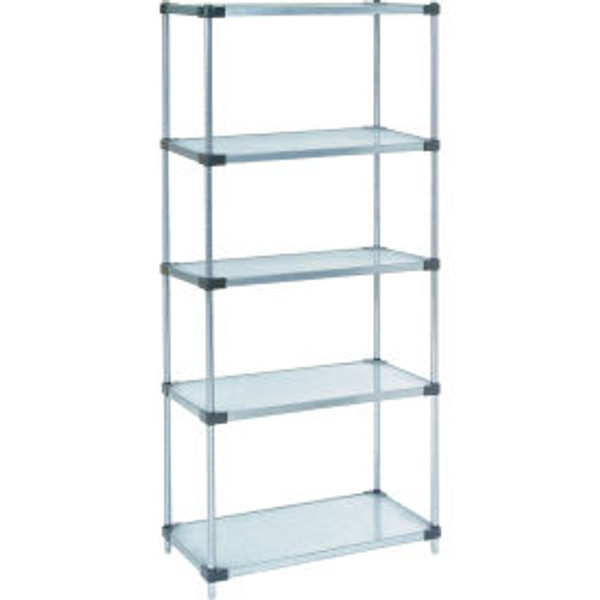 Nexel Galvanized Steel, 5 Tier, Solid Shelving Starter Unit, 42"Wx24"Dx63"H