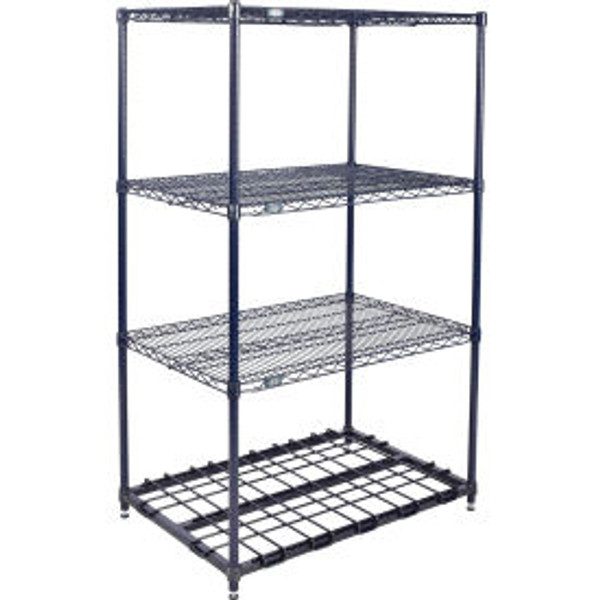 Nexel Nexelon, 4 Tier, Wire Shelving Unit, 1 Heavy Duty Shelf, 30"W x 18"D x 63"H