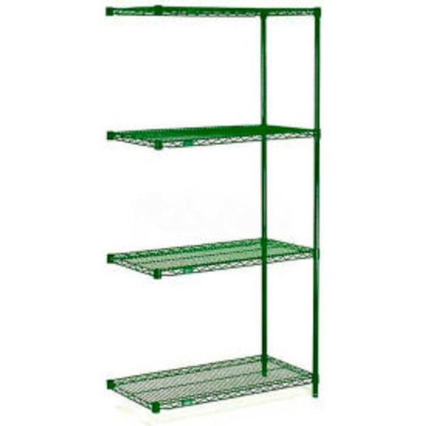 Nexel Poly-Green, 5 Tier, Wire Shelving Add-On Unit 72"W x 21"D x 86"H