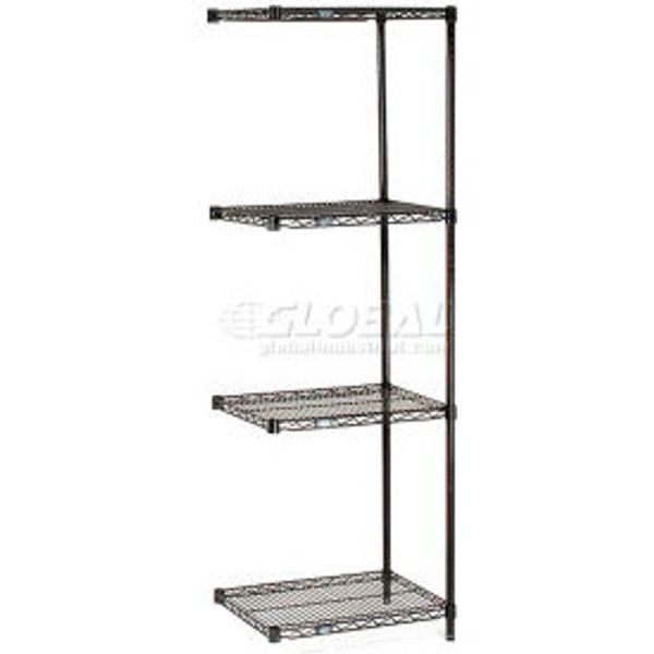 Nexel Black Epoxy, 5 Tier, Wire Shelving Add-On Unit, 54"W x 14"D x 63"H