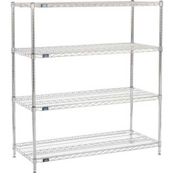 Nexel Chrome, 4 Tier, Wire Shelving Starter Unit, 54"W x 21"D x 54"H