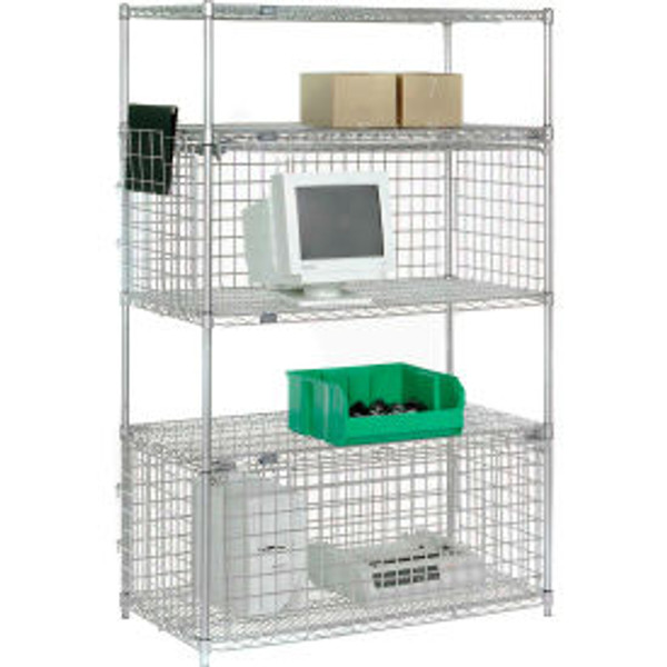 Nexel Chrome, Wire Shelving Unit, 1 Enclosure, 36"W x 24"D x 74"H