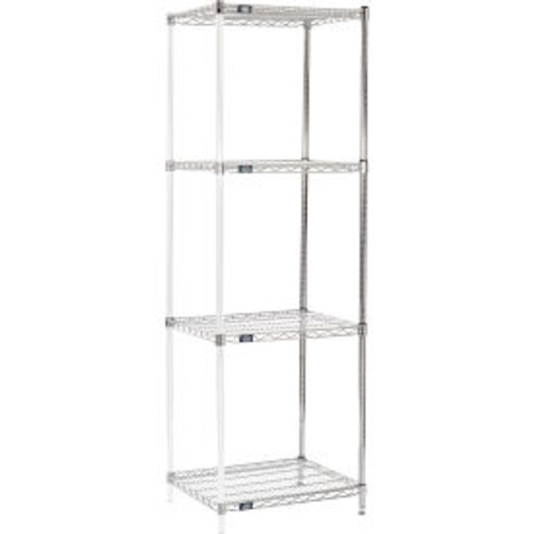 Nexel Chrome, 4 Tier, Wire Shelving Add-On Unit, 30"W x 21"D x 74"H