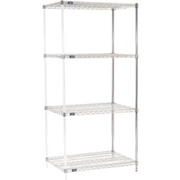 Nexel Chrome, 4 Tier, Wire Shelving Add-On Unit, 36"W x 24"D x 74"H