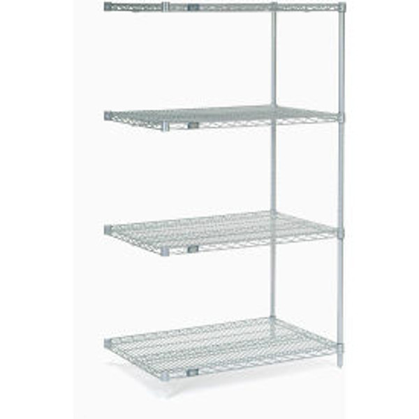 Nexel Stainless Steel, 4 Tier, Wire Shelving Add-On Unit, 36"W x 24"D x 63"H