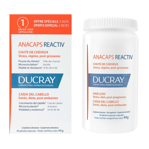 DUCRAY ANACAPS REACTIV Hair Loss 90 Gel-Caps 3 Month Supply DUCRAY ANACAPS REACTIV Hair Loss 90 Gel-Caps 3 Month Supply