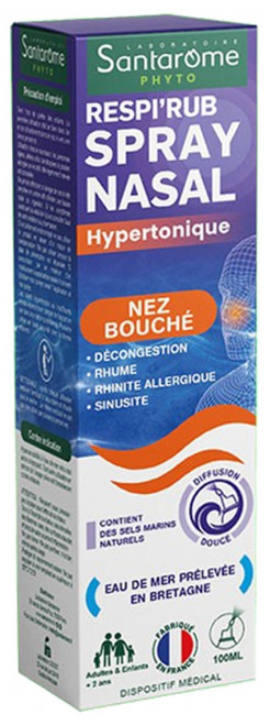 Santarome Respi'Rub Hypertonic Nasal Spray Blocked Nose 100 ml Santarome Respi'Rub Hypertonic Nasal Spray Blocked Nose 100 ml