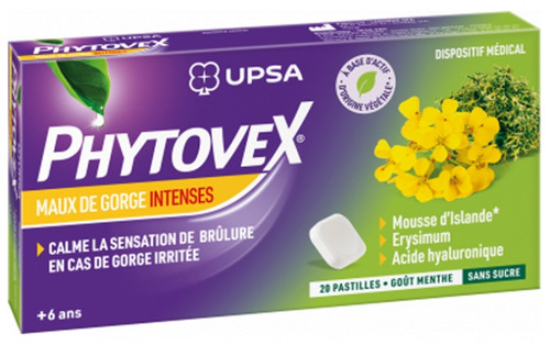 UPSA Phytovex Intense Sore Throat 20 Lozenges UPSA Phytovex Intense Sore Throat 20 Lozenges