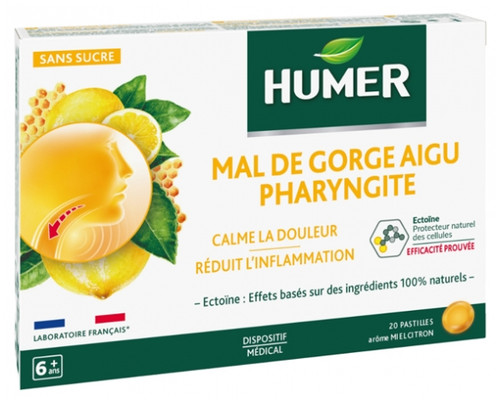 Humer Acute Sore Throat Pharyngitis Honey Lemon 20 Lozenges Humer Acute Sore Throat Pharyngitis Honey Lemon 20 Lozenges