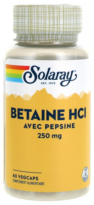 Solaray Betaine HCl With Pepsin 250mg 60 Vegetable Capsules Solaray Betaine HCl With Pepsin 250mg 60 Vegetable Capsules