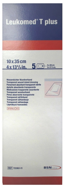 Essity Leukomed T Plus 5 Transparent Sterile Absorbent Dressings 10 x 35cm Essity Leukomed T Plus 5 Transparent Sterile Absorbent Dressings 10 x 35cm