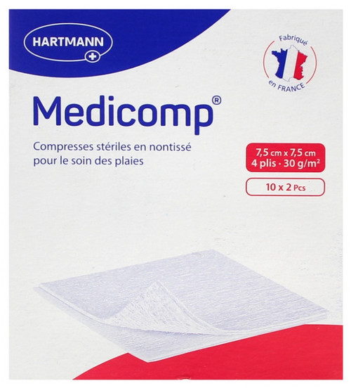 Hartmann Medicomp S 40 Non-Woven Sterile Compresses 7.5 x 7.5cm 10 x 2 Pcs