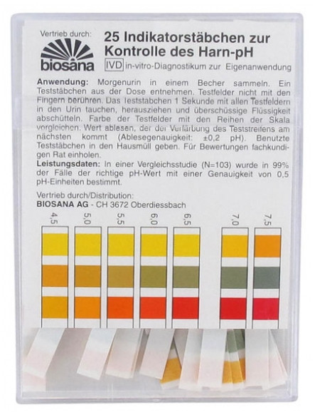 Biosana Control Straps of Urinary pH 25 Straps