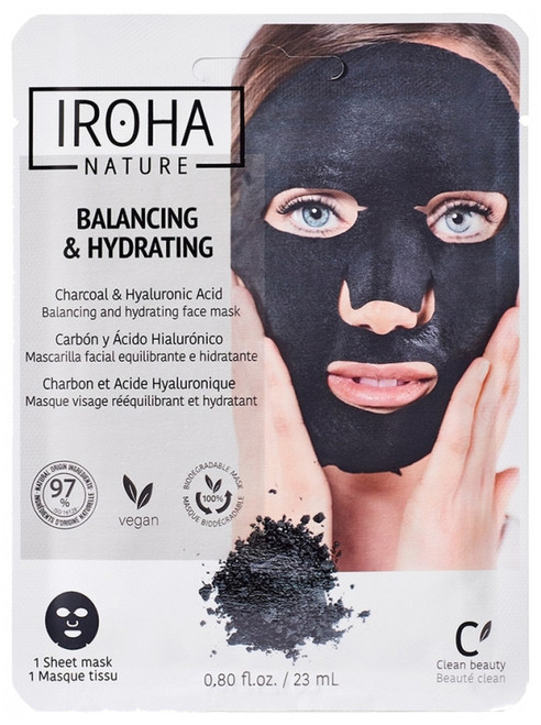 Iroha Nature Charcoal and Hyaluronic Acid Balancing Face Mask 23ml Iroha Nature Charcoal and Hyaluronic Acid Balancing Face Mask 23ml