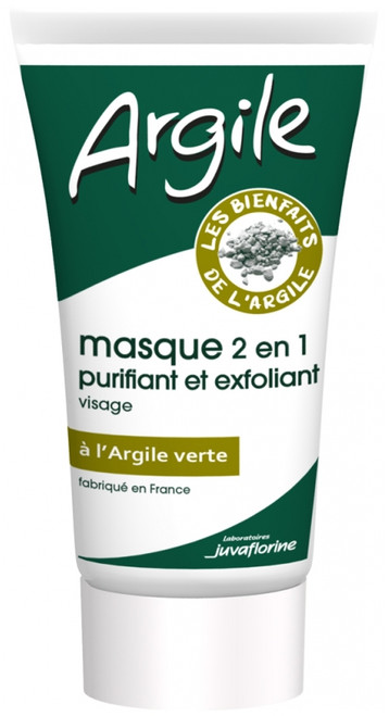 Juvaflorine Argile 2 in 1 Mask Purifying and Exfoliating with Green Clay 70g