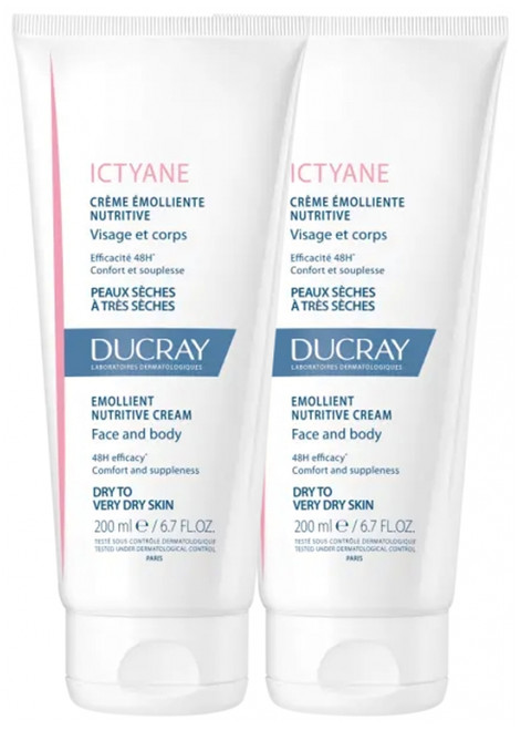 Ducray Ictyane Emollient Nutritive Cream Face and Body 2 x 200ml Ducray Ictyane Emollient Nutritive Cream Face and Body 2 x 200ml