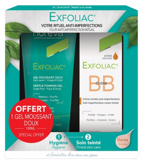 Noreva Exfoliac BB Cream 30ml + Gentle Foaming Gel 100ml Free - Colour: Golden