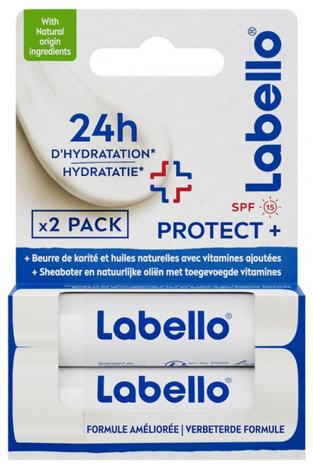 Labello Protect+ Lip Sticks SPF15 Batch of 2 x 4.8g Labello Protect+ Lip Sticks SPF15 Batch of 2 x 4.8g