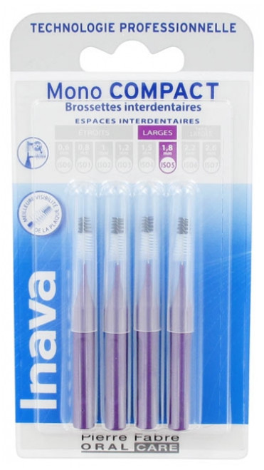 Inava Mono Compact 4 Interdental Brushes - Size: ISO5 1,8mm Inava Mono Compact 4 Interdental Brushes - Size: ISO5 1,8mm