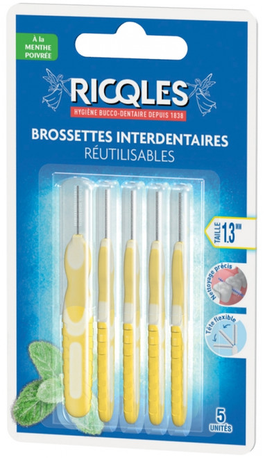 Ricqlès 5 Reusable Interdental Brushes - Size: 1,3mm Ricqlès 5 Reusable Interdental Brushes - Size: 1,3mm