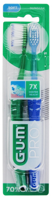 GUM Technique Pro Duo Pack 2 Soft Toothbrushes 1525 - Colour: Dark Green - Blue GUM Technique Pro Duo Pack 2 Soft Toothbrushes 1525 - Colour: Dark Green - Blue