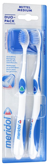 Meridol Duo-Pack Toothbrushes Medium Colour: Green and Blue Meridol Duo-Pack Toothbrushes Medium Colour: Green and Blue