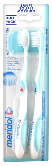 Meridol Duo-Pack Soft Toothbrushes - Colour: Red and Blue Meridol Duo-Pack Soft Toothbrushes - Colour: Red and Blue