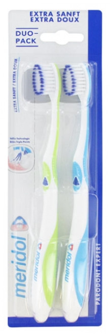 Meridol Parodont Expert Duo Pack Extra Soft Toothbrush - Colour: Green and Blue Meridol Parodont Expert Duo Pack Extra Soft Toothbrush - Colour: Green and Blue