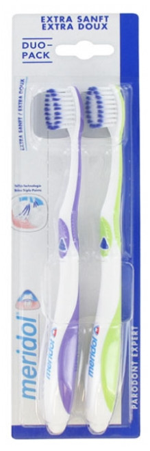 Meridol Parodont Expert Duo Pack Extra Soft Toothbrush - Colour: Purple and Green Meridol Parodont Expert Duo Pack Extra Soft Toothbrush - Colour: Purple and Green