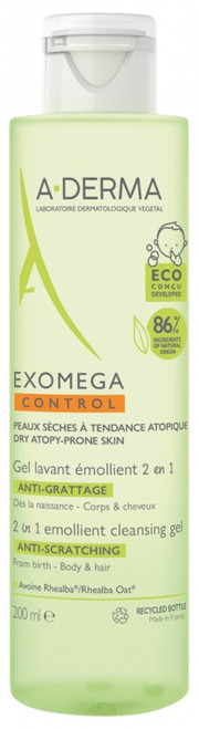 A-DERMA Exomega Control 2in1 Emollient Cleansing Gel 200ml A-DERMA Exomega Control 2in1 Emollient Cleansing Gel 200ml