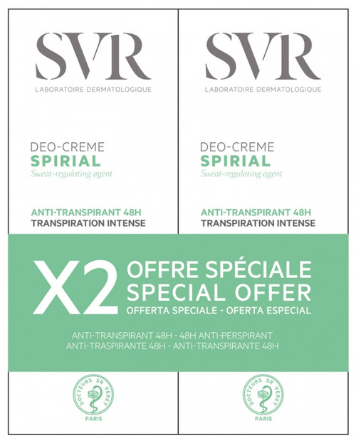 SVR Spirial Deo-Cream 48H Intense Anti-Perspirant 2 x 50ml SVR Spirial Deo-Cream 48H Intense Anti-Perspirant 2 x 50ml