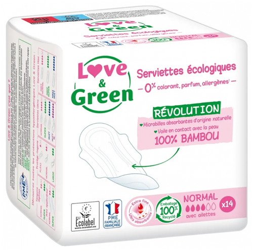 Love & Green Hypoallergenic Napkins Normal 14 Napkins