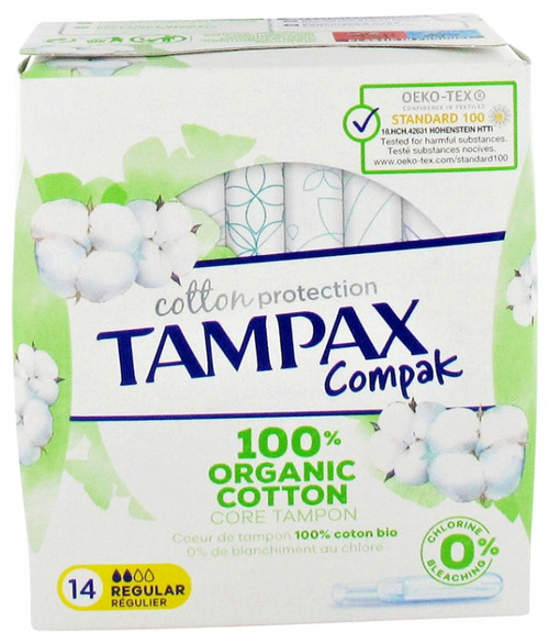 Tampax Compak Cotton Regular 100% Organic Cotton 14 Tampons Tampax Compak Cotton Regular 100% Organic Cotton 14 Tampons