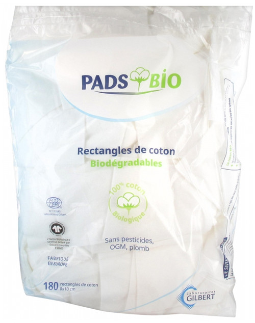 Gilbert Organic Pads 180 Cotton Rectangles 8 x 10cm
